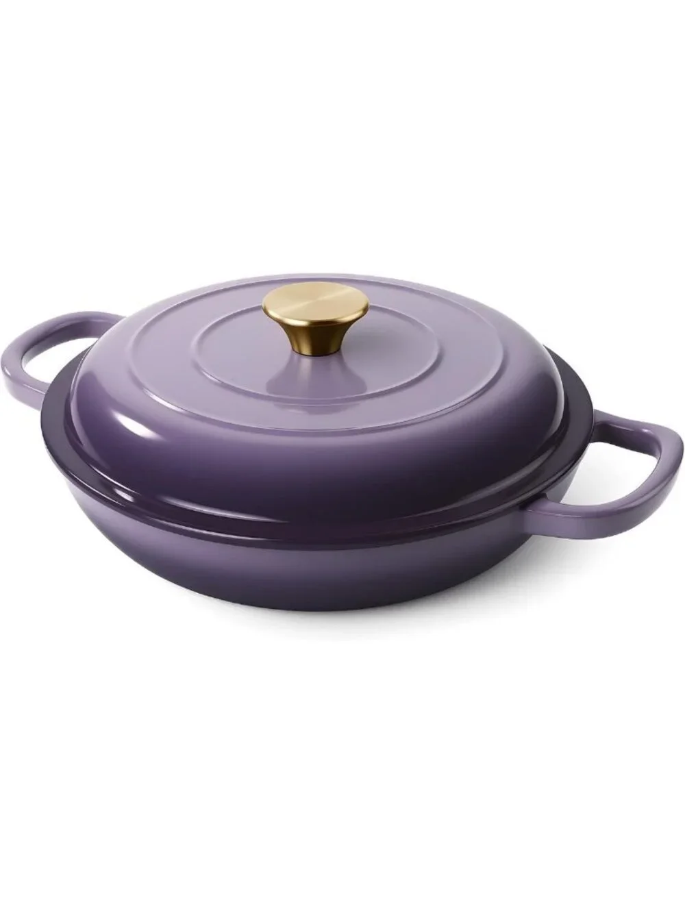 Vintage 3 Quart Enameled Cast Iron Braiser & Skillet with Lid - Non-Stick, Oven
